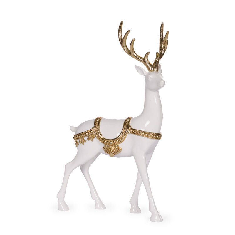 Standing Embellished White and Gold Reindeer - 33cm - My Christmas