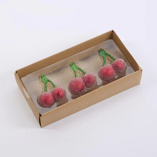 Sugared Cherry Ornaments - Set of 3 - My Christmas