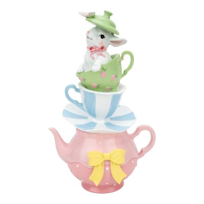Sweet Teapot Bunny in 2 Teacups - My Christmas