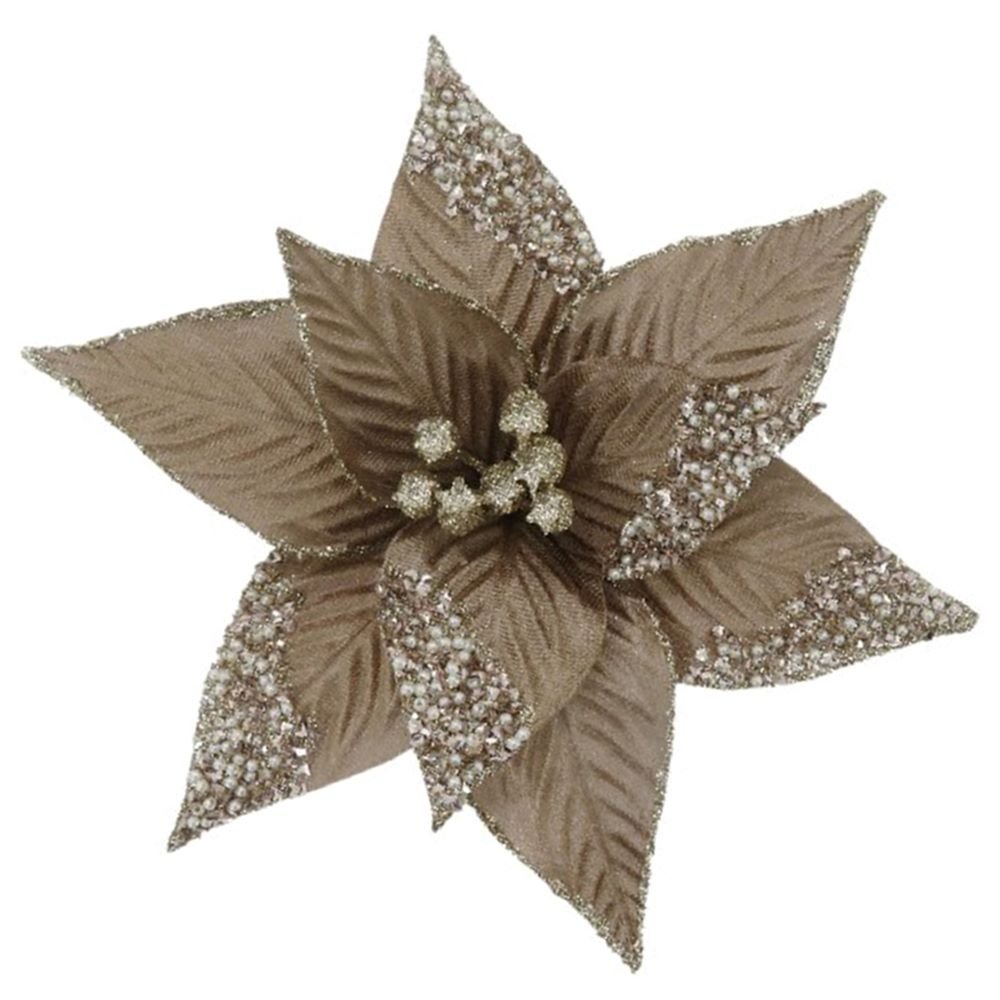 Tan Poinsettia with Clip - My Christmas