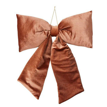Tan Velvet Bow Decoration - Large - My Christmas
