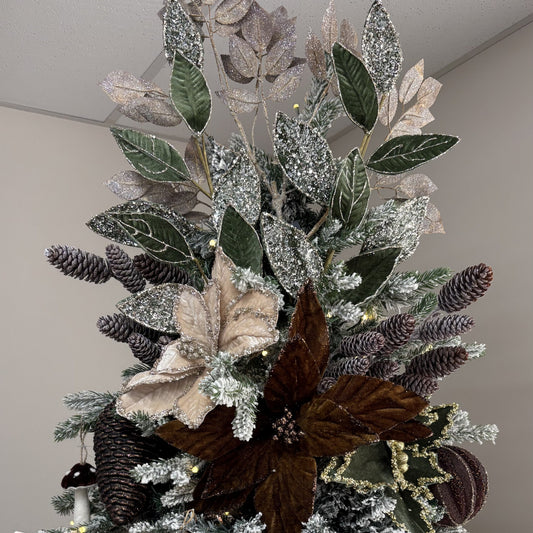Tan with Gold Glitter Edge Clip-on Poinsettia - My Christmas