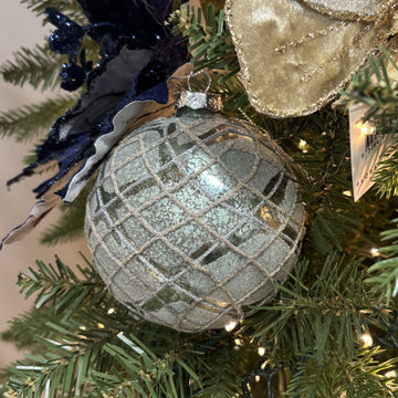Tartan Pewter Glass Bauble - My Christmas