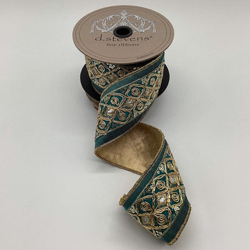 Teal Blue with Iridescent Metallic Dupion Ribbon - My Christmas