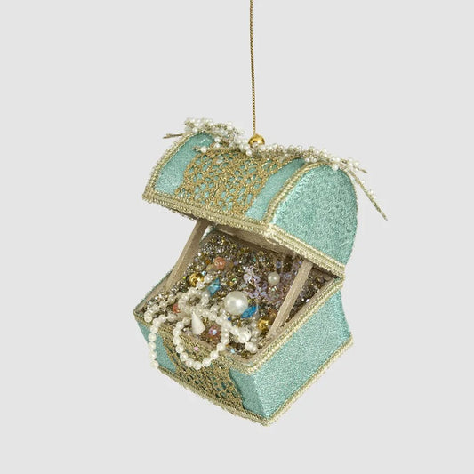 Teal Green Treasure Chest Ornament - My Christmas