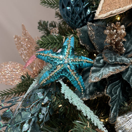Teal Starfish Ornament - My Christmas