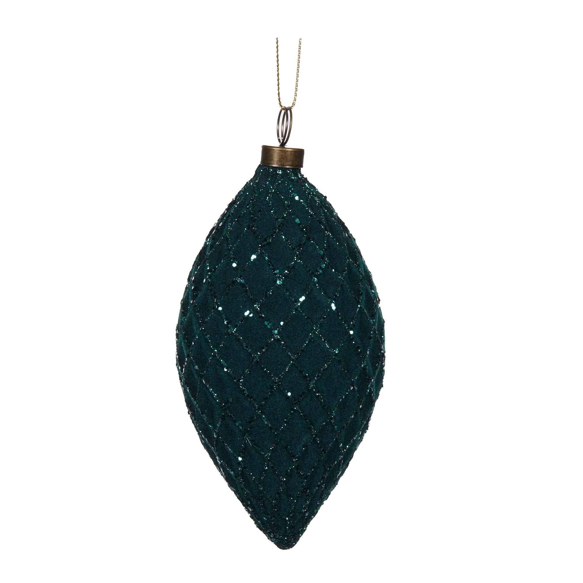 Teal Velvet Lattice Drop Bauble - My Christmas