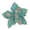 Teal with Gold Embossed Poinsettia with Clip - My Christmas