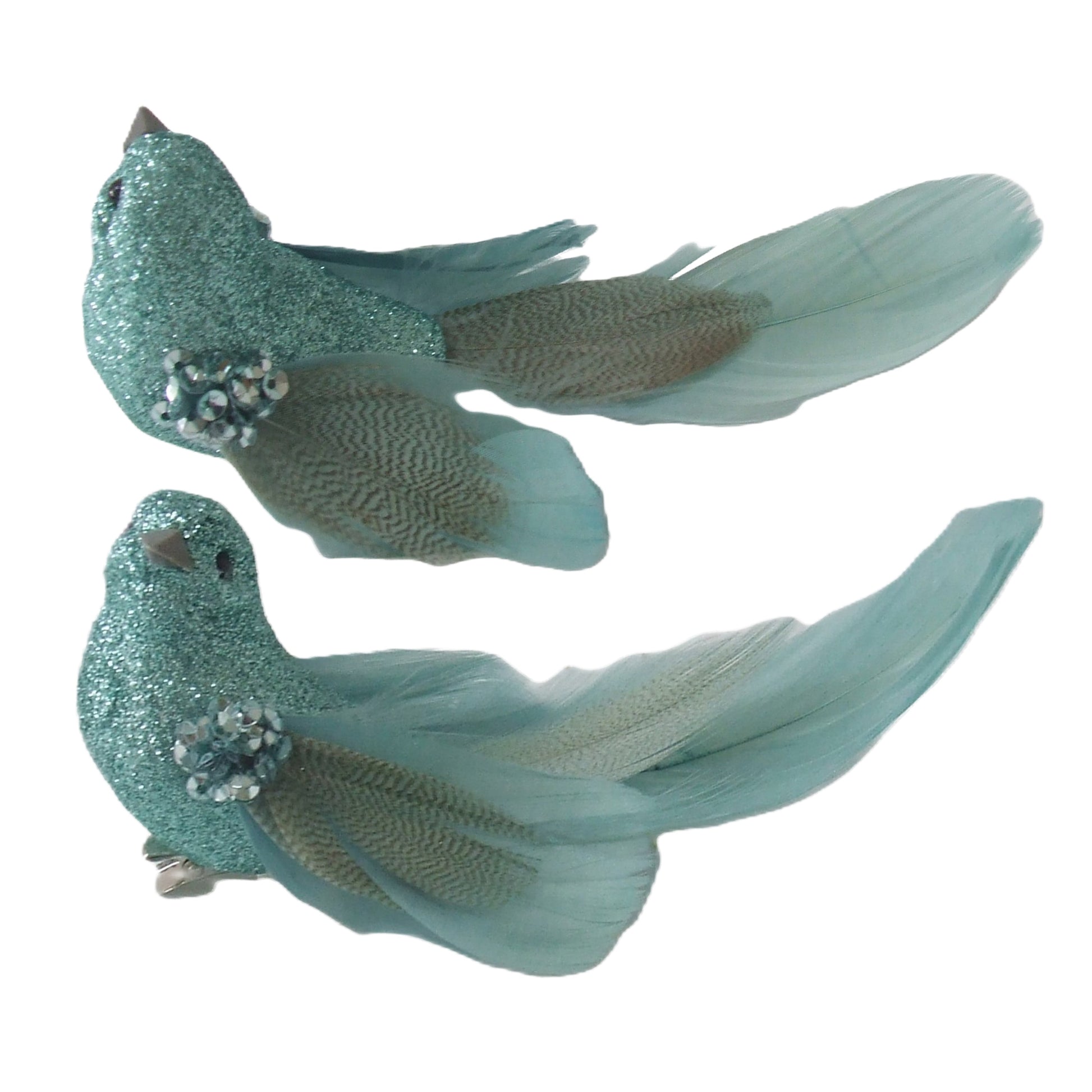 Tiffany Blue and Silver Clip-on Bird - Assorted - My Christmas