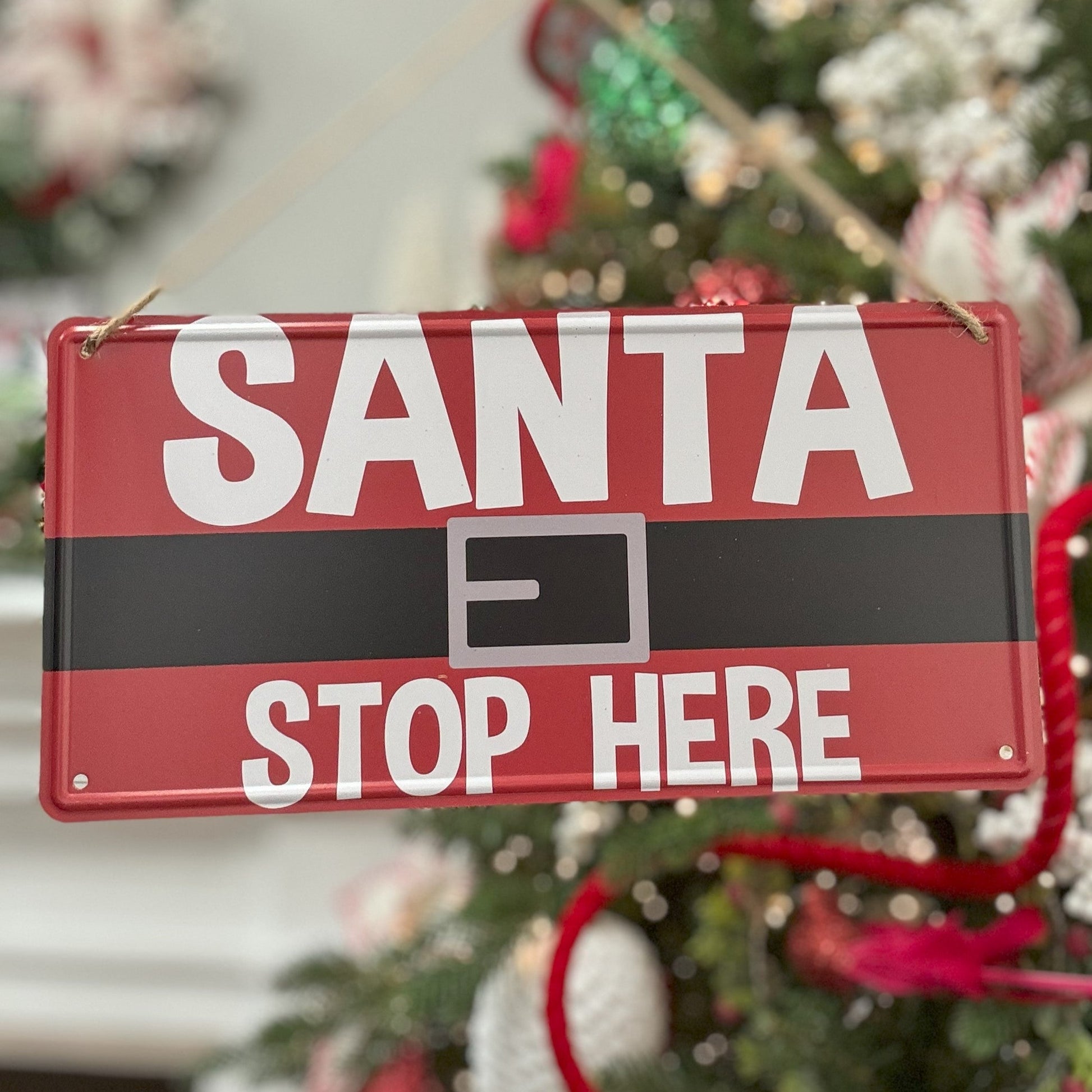 Tin Santa Stop Herę Sign - My Christmas