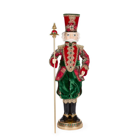 Traditional Fabric Nutcracker with Staff - 96cm - My Christmas