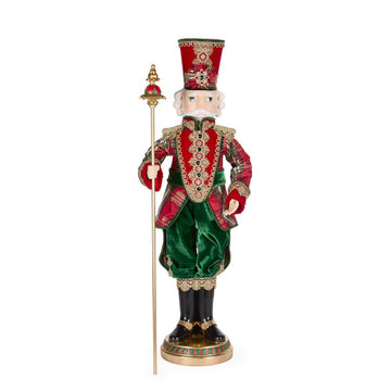 Traditional Fabric Nutcracker with Staff - 96cm - My Christmas