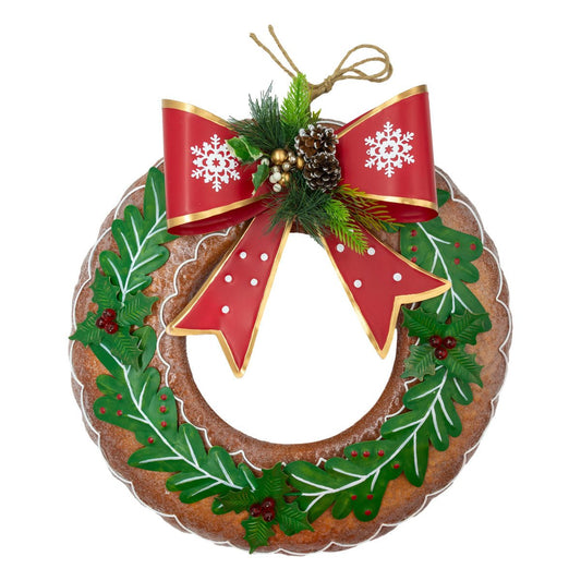 Traditional Gingerbread Red Holly Wreath - My Christmas