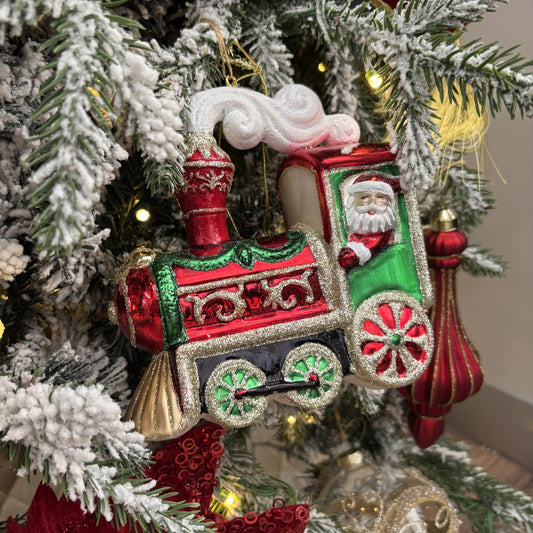 Traditional Train Glass Ornament - My Christmas