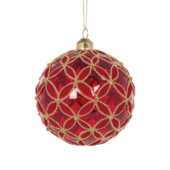 Transparent Red Fleur Bauble - My Christmas