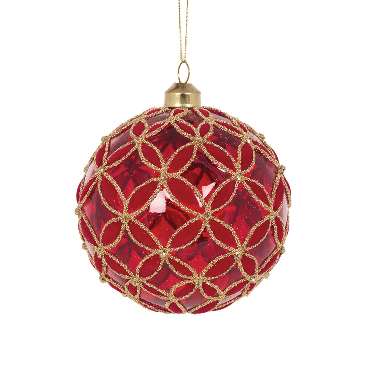 Transparent Red Fleur Bauble - My Christmas