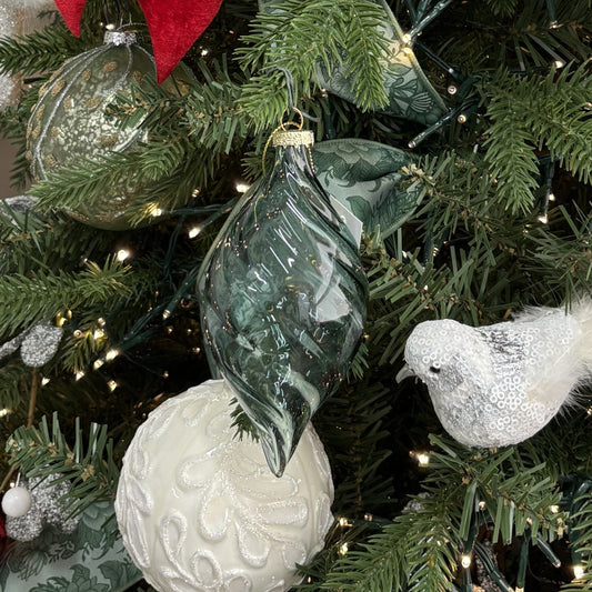 Transparent Smoky Green Glass Ornament - My Christmas