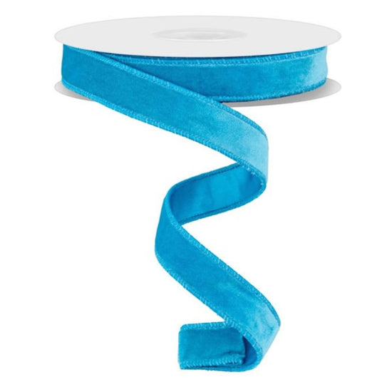 Turquoise Deluxe Velvet Ribbon with Satin Backing - 7/8" wide - My Christmas