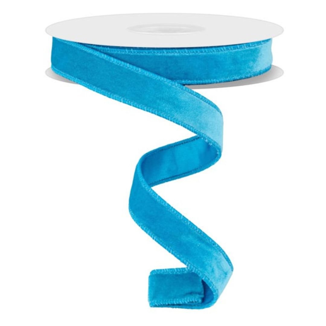 Turquoise Deluxe Velvet Ribbon with Satin Backing - 7/8" wide - My Christmas