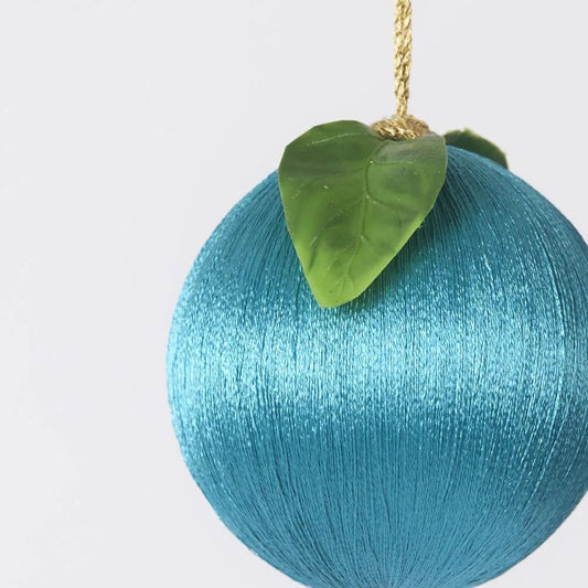 Turquoise Silk Fruit Bauble - My Christmas
