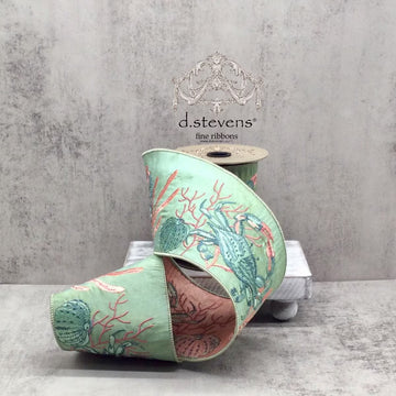 Under the Ocean Embroided Dupion Ribbon - My Christmas