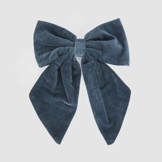 Velvet Clip-on Bow Large Navy Blue - My Christmas