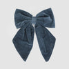 Velvet Clip-on Bow Large Navy Blue - My Christmas