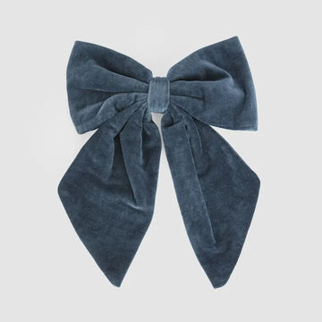 Velvet Clip-on Bow Large Navy Blue - My Christmas