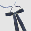 Velvet Tie On Bow Navy Blue w Gold Border - Set of 8 - My Christmas
