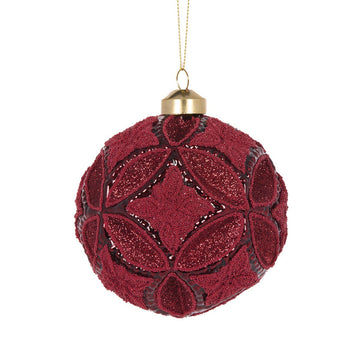 Vintage Burgundy Diamond Cut Baublle - My Christmas