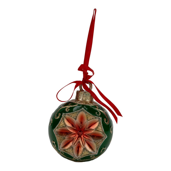 Vintage Green Ball Hanging Ornament - 11cm - My Christmas