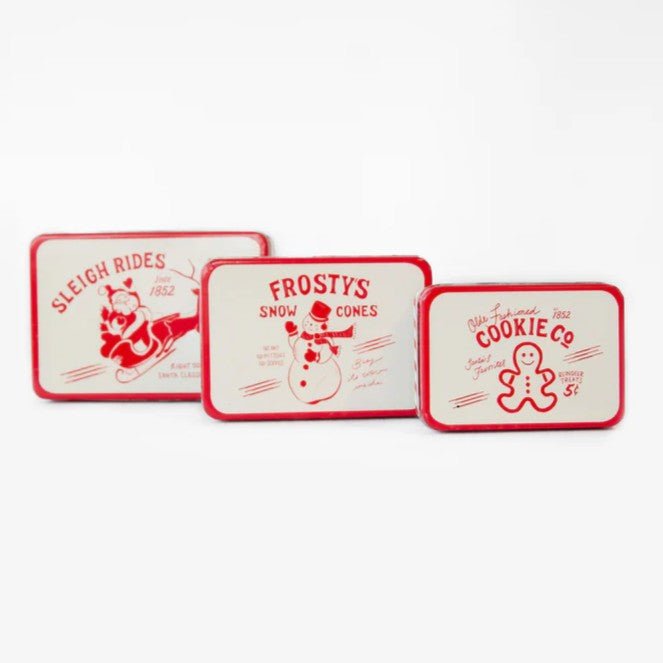 Vintage Red and White Christmas Tins - My Christmas