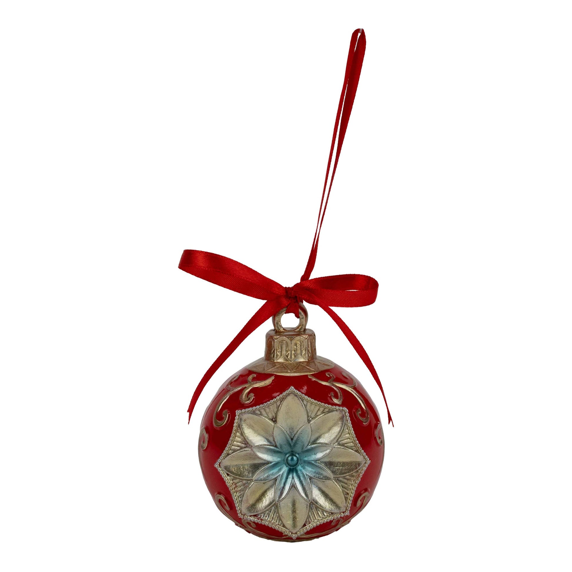 Vintage Red Ball Hanging Ornament - 9cm - My Christmas