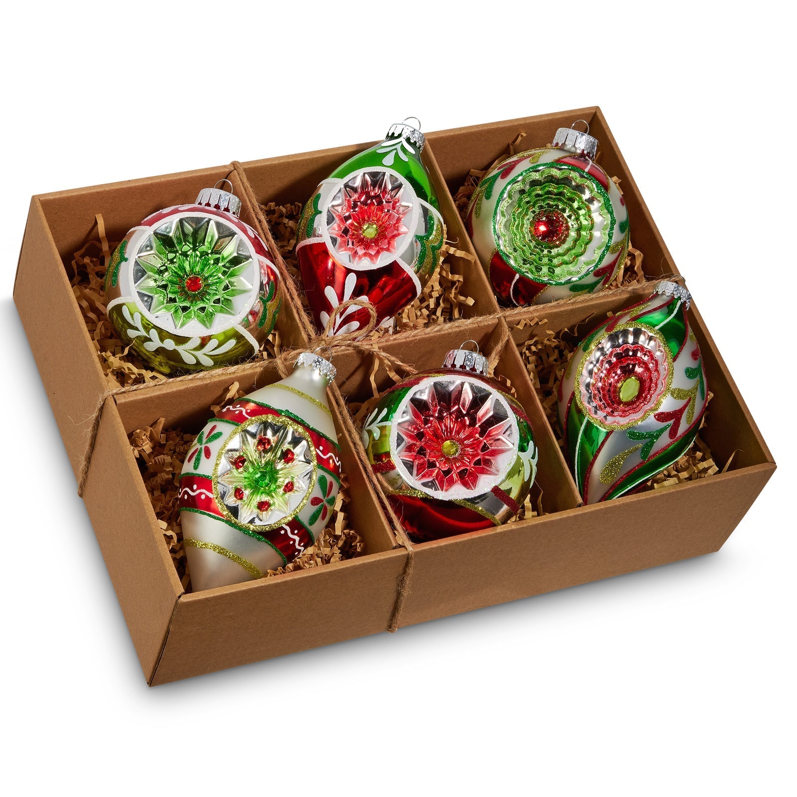 Vintage Reflector Ornaments - Box of 6 - My Christmas