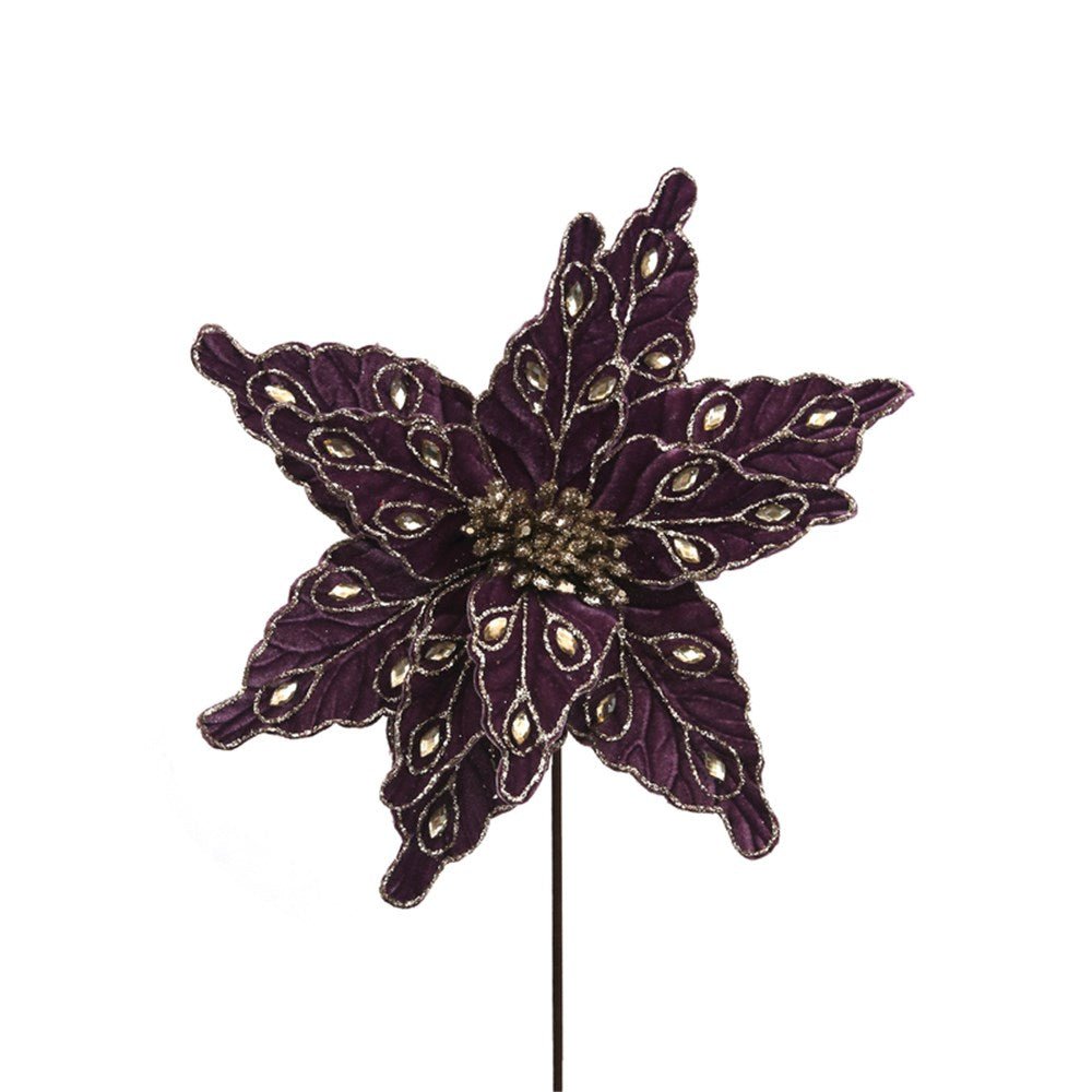 Violet Velvet Poinsettia with Jewels - My Christmas