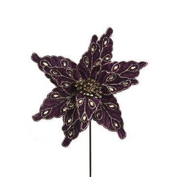 Violet Velvet Poinsettia with Jewels - My Christmas