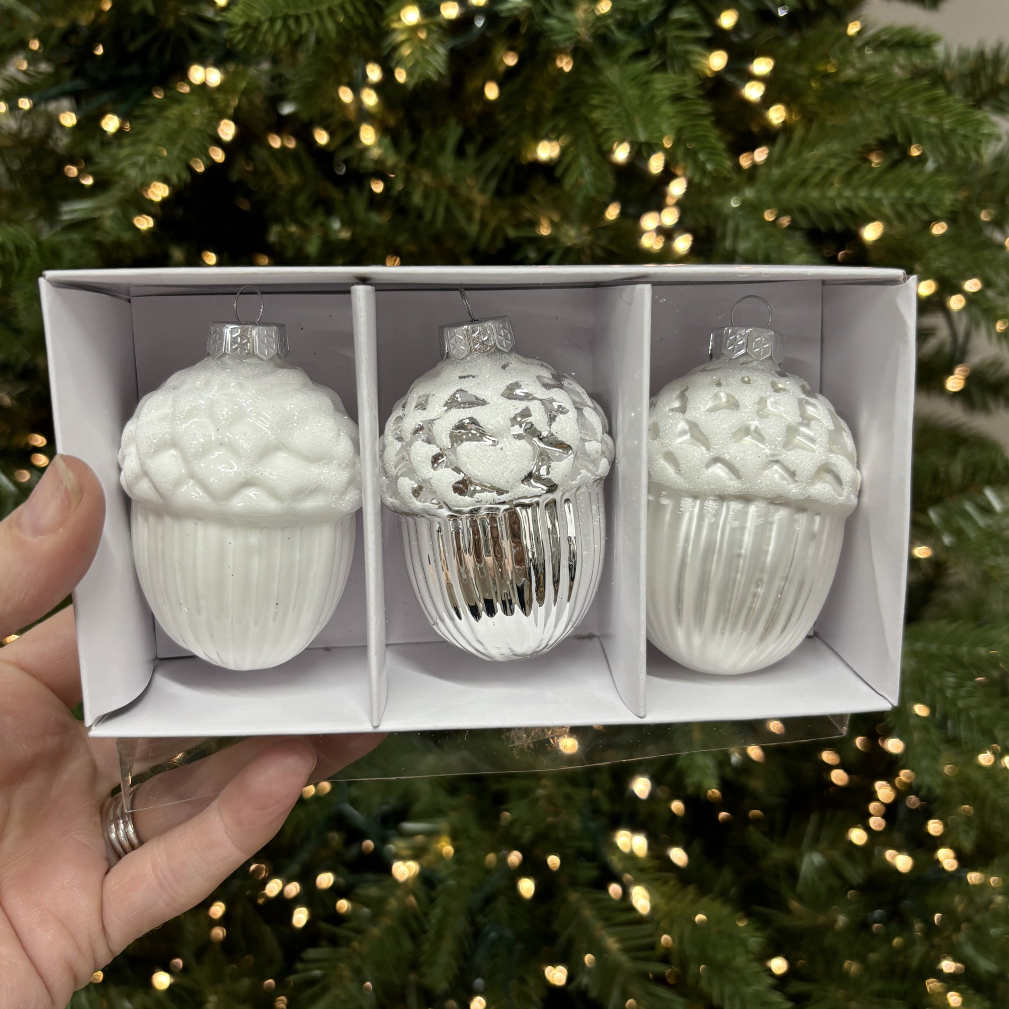 White Acorns - Set of 3 - My Christmas