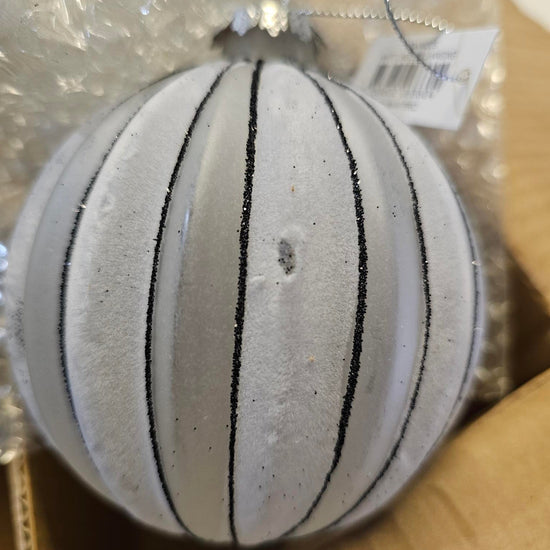 White and Black Glass Bauble - Seconds - My Christmas