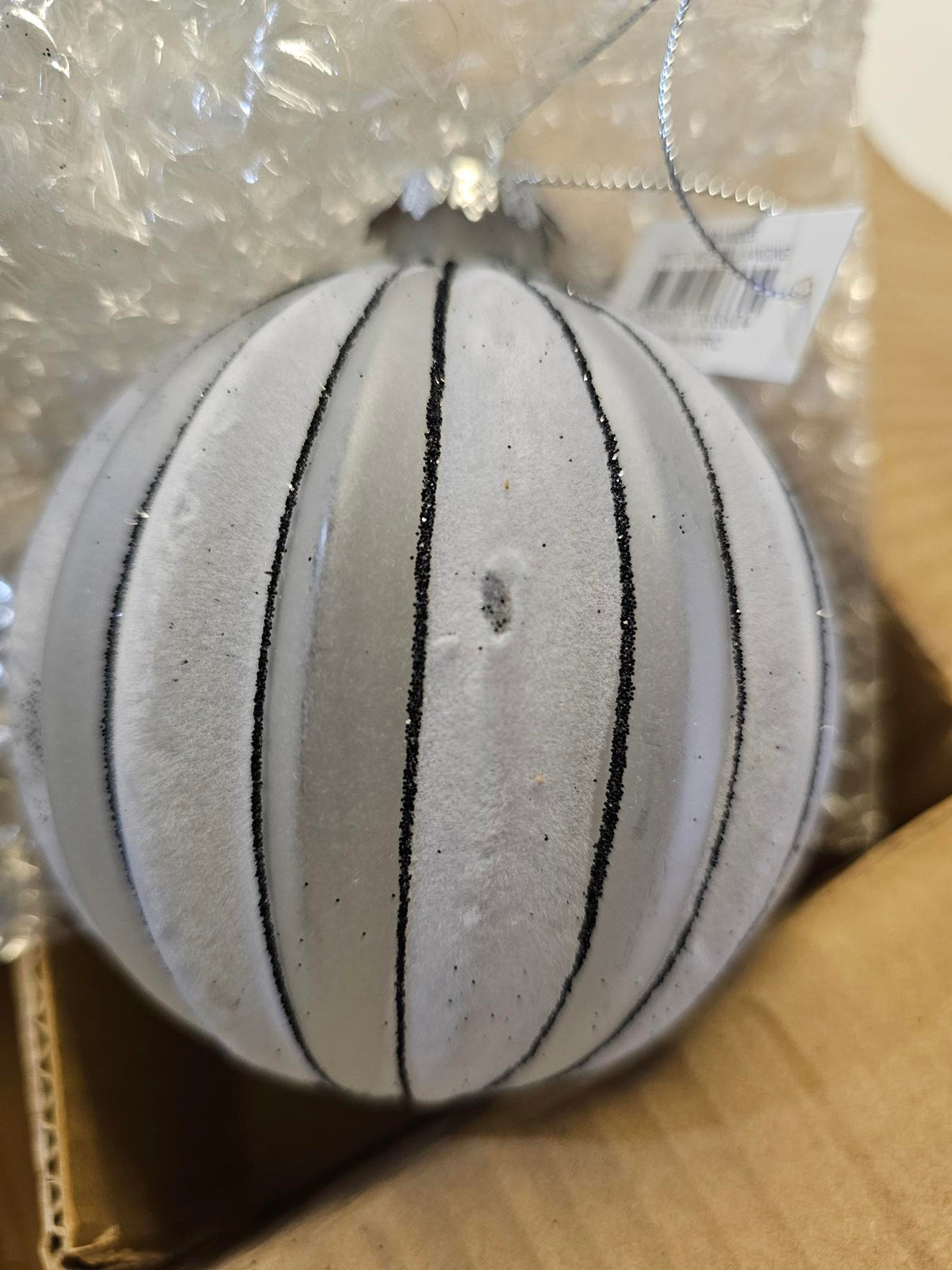 White and Black Glass Bauble - Seconds - My Christmas