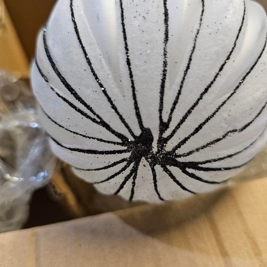 White and Black Glass Bauble - Seconds - My Christmas