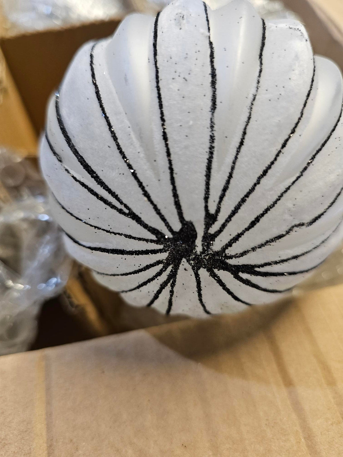 White and Black Glass Bauble - Seconds - My Christmas