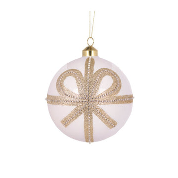 White and Champagne Bow Bauble - My Christmas