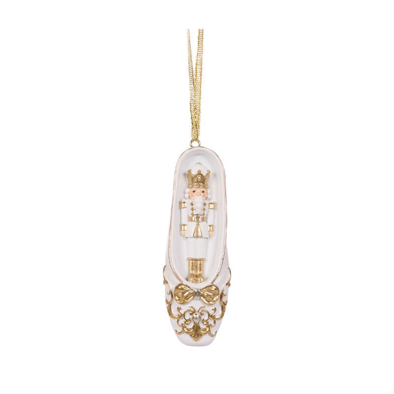 White and Gold Ballet Slippers Hanging Ornaments - Assorted - My Christmas