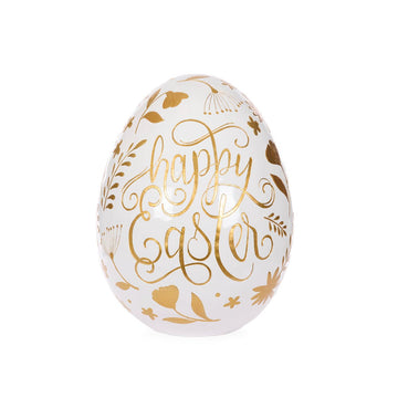 White and Gold Happy Easter Egg - My Christmas