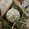 White and Gold Intricate Floral Bauble - My Christmas