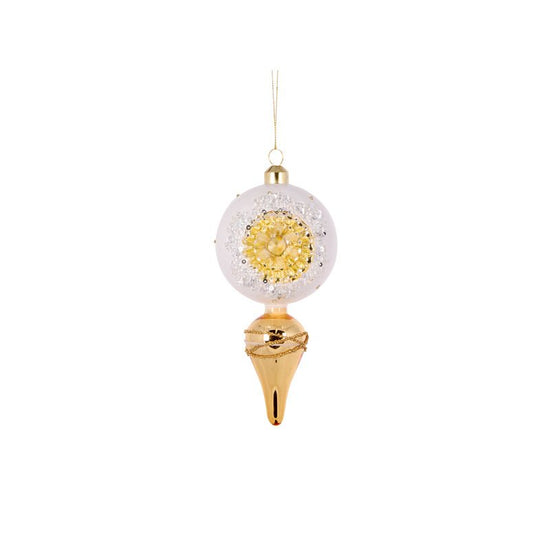 White and Gold Reflector Finial - My Christmas
