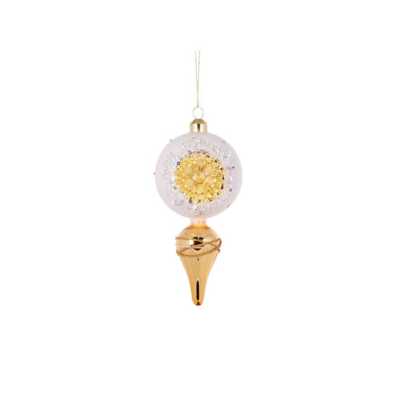 White and Gold Reflector Finial - My Christmas