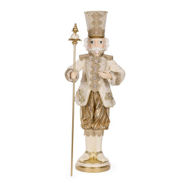 White and Gold Regal Fabric Nutcracker - 96cm - My Christmas