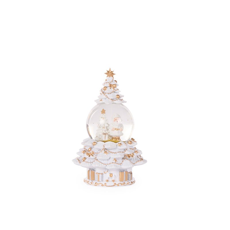 White and Gold Tree Snow Globe - My Christmas