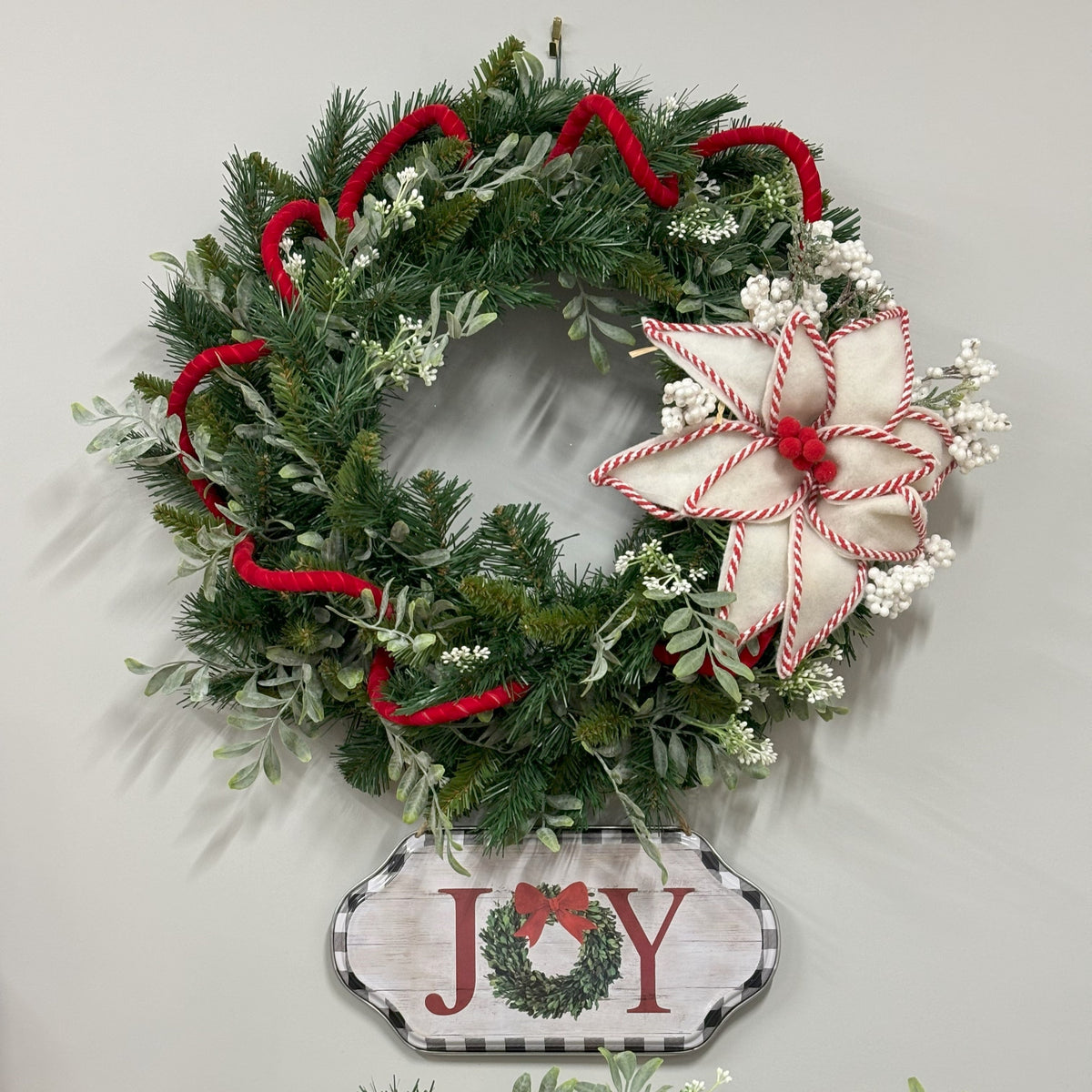 White and Plaid Joy Sign - My Christmas